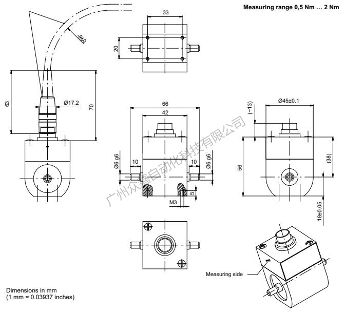 德国HBM 1-T22/1NM扭矩传感器产品规格尺寸