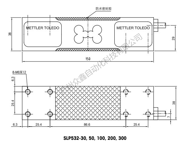 Mettler Toledo梅特勒托利多 SLP532-100kg称重传感器产品尺寸