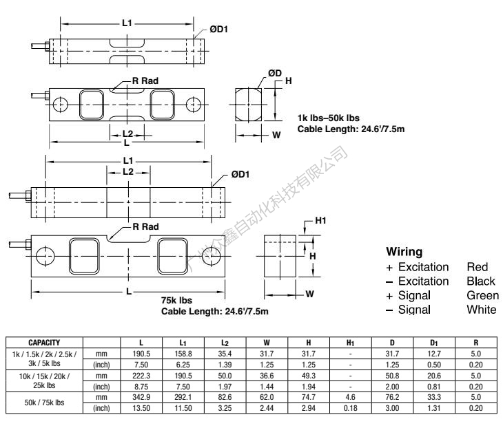 美国世铨 DSR-22.7T称重传感器产品尺寸