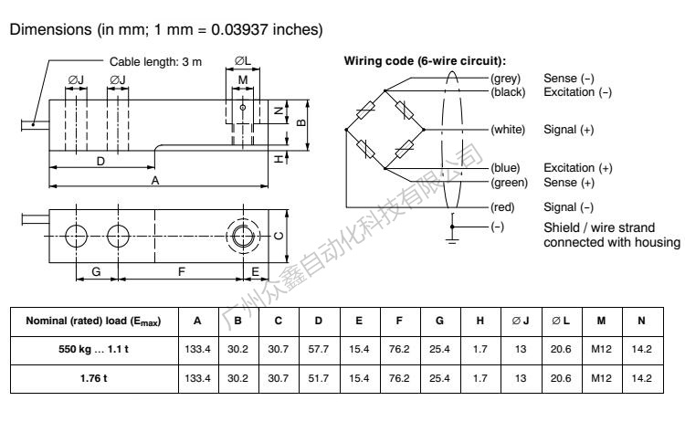 德国HBM BLCB1D1/1.76t称重传感器产品尺寸